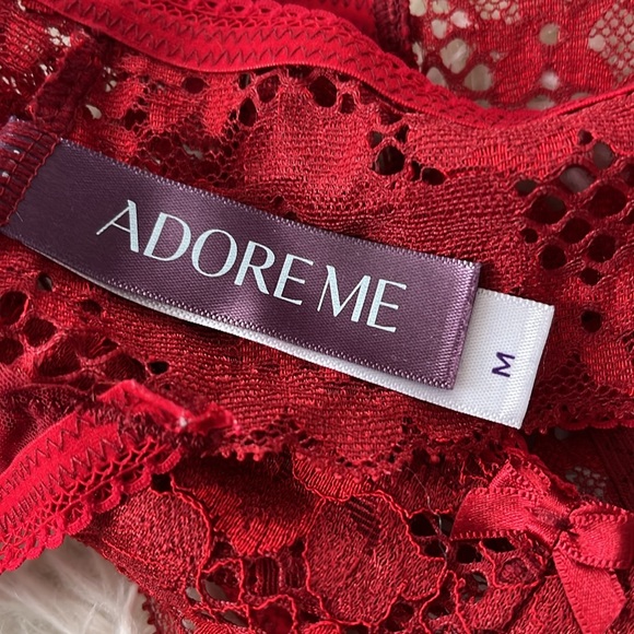 Adore Me Red Lace Lingerie Set with Bows - Picture 3 of 5